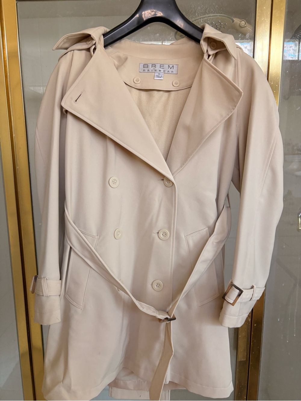 NWOT Brem Rainwear Double Breasted Trench Coat. Size 6 P